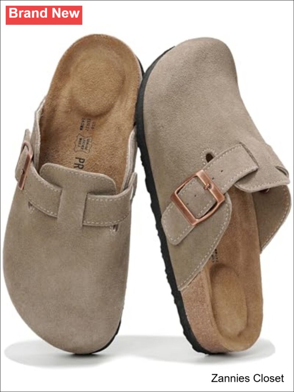 ✨ Genuine Leather Slip-On Clogs for Women – Cork Footbed Mules